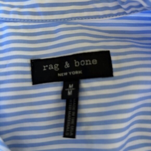 Rag and Bone EUC Womens Button Up Blue Pinstriped Shirt Front or Back Tie Med - Picture 4 of 6